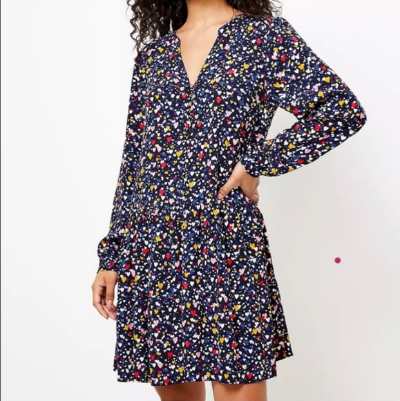 ❤  Loft Oversized Heart Ruffle Drop waist Dress - Picture 3 of 8